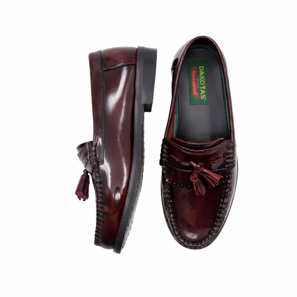 Dakotas Kelvin Hi-Shine Moc – Burgundy Genuine Leather Tassel Loafer - Image 3