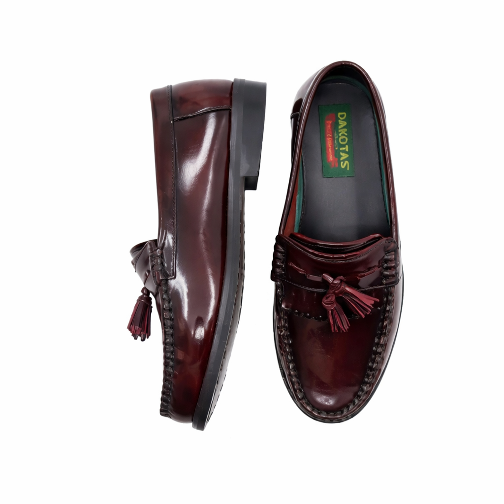 Dakotas Kelvin Hi-Shine Moc – Burgundy Genuine Leather Tassel Loafer - Image 3