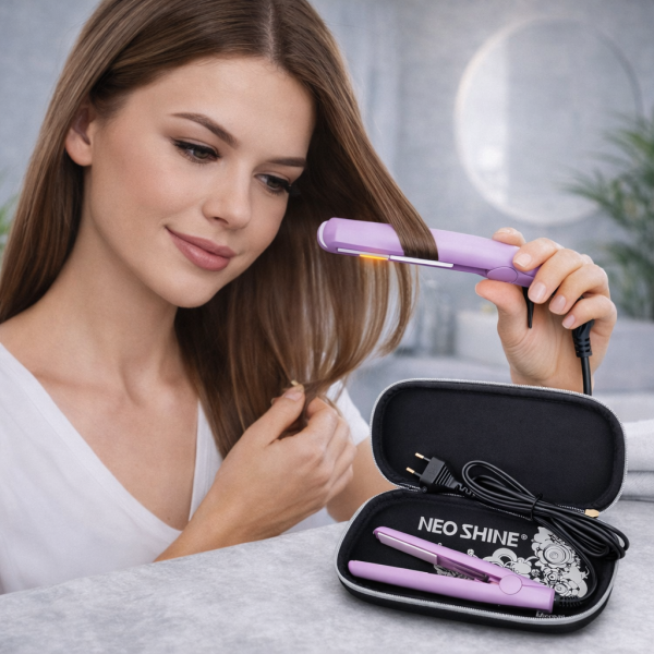 Alternative view of NeoShine Mini Hair Straightener Ceramic Plates Travel Pack – Compact Travel Hair Straightener (140–180°C)
