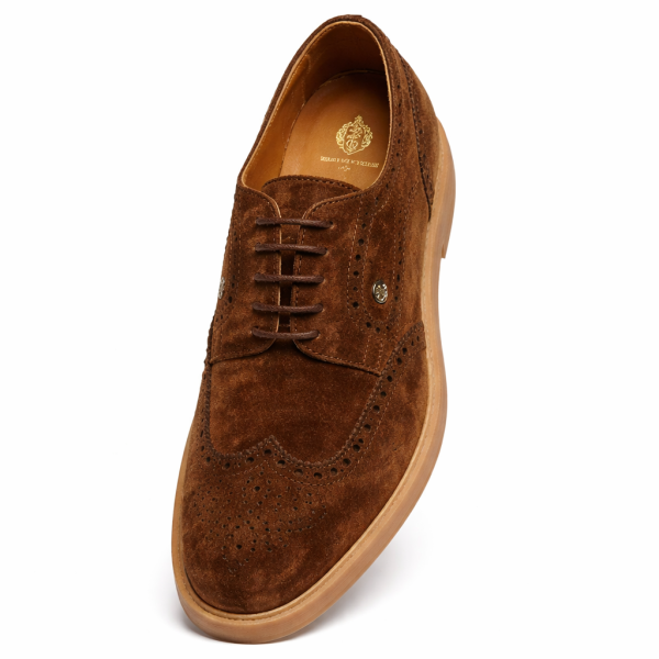 Mens C&J Gabriel Brown Suede Brogue Casual Lace-Up Shoes