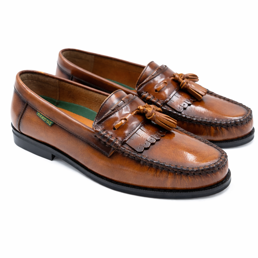 Dakotas Kelvin Hi-Shine Moc Tassel Loafers – Tan Genuine Leather