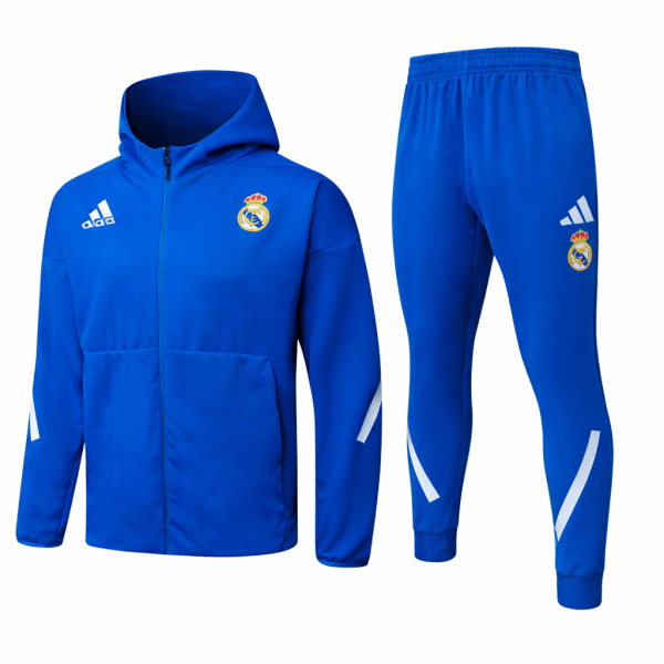 Real Madrid 2025/26 Blue Full-Zip Hoodie Tracksuit Set – PRE-ORDER (Monthly Drop)