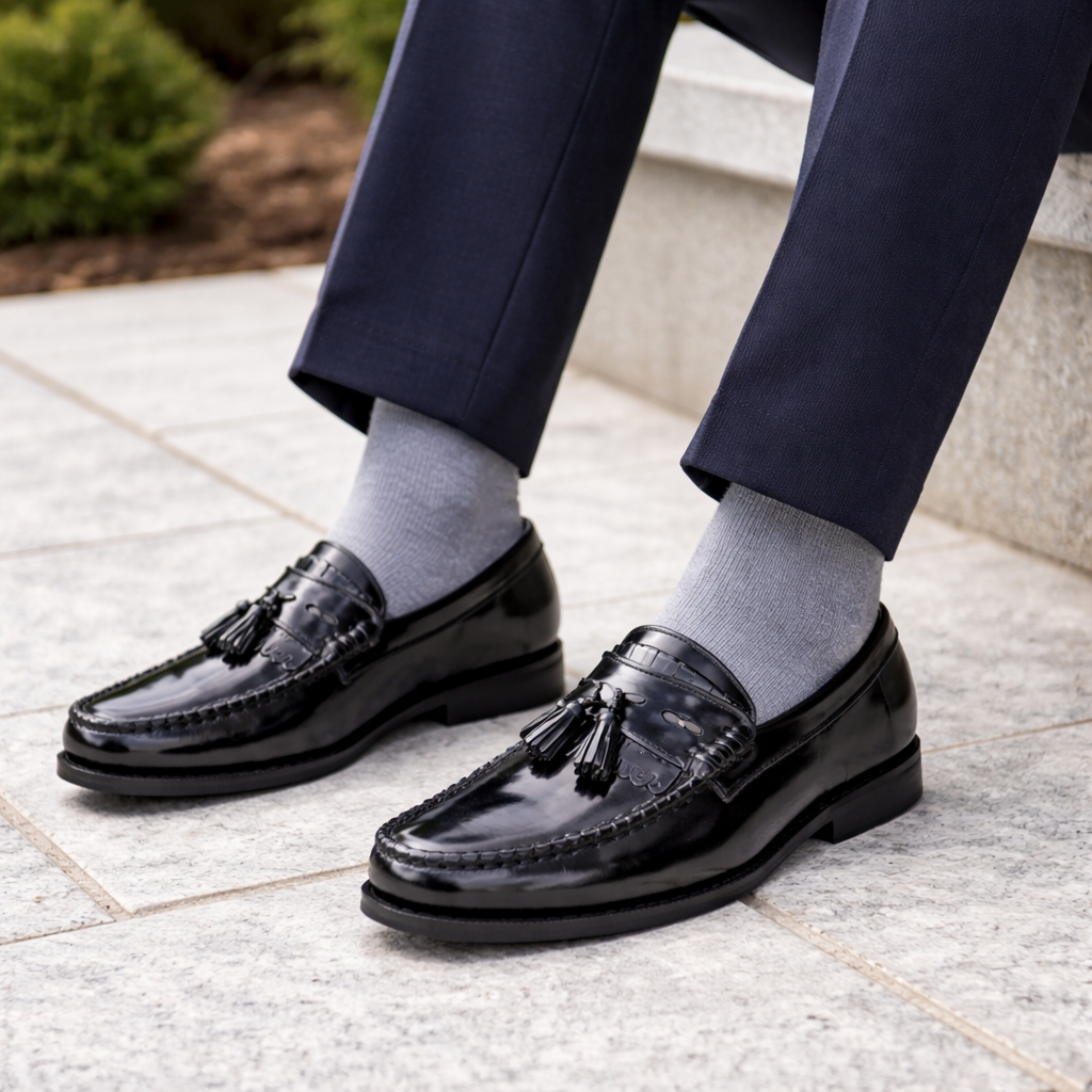 Dakotas Kelvin Hi-Shine Moc – Black Genuine Leather Tassel Loafer - Image 5