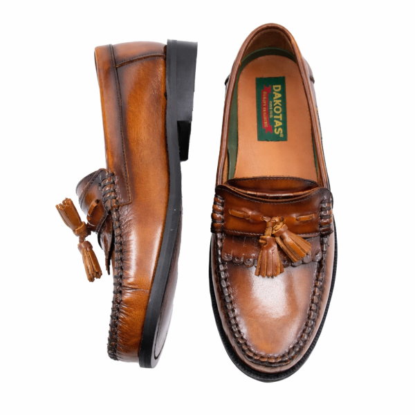 Dakotas Kelvin Hi-Shine Moc Tassel Loafers – Tan Genuine Leather - Image 3