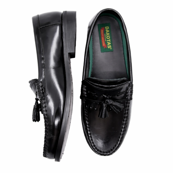 Dakotas Kelvin Hi-Shine Moc – Black Genuine Leather Tassel Loafer - Image 3