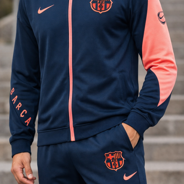 Alternative view of FC Barcelona 2025/26 Black & Orange Full-Zip Tracksuit Set – PRE-ORDER