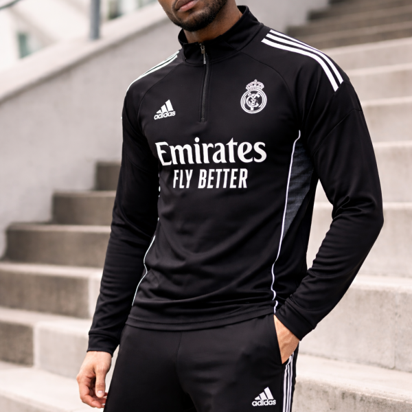 Alternative view of Real Madrid 2025/26 Black Half-Zip Training Tracksuit Set – PRE-ORDER (Monthly Drop)