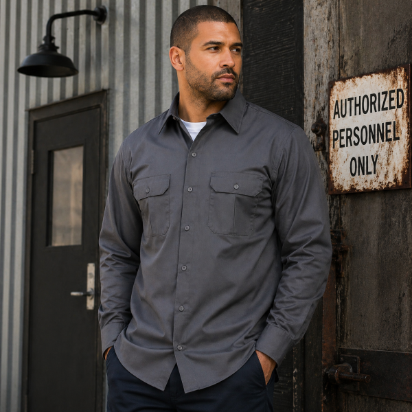 Alternative view of Dickies 847 Men’s Cotton Shirt – Slate Grey