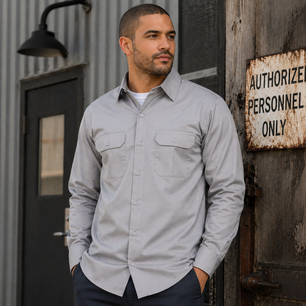 Alternative view of Dickies 847 Men’s Cotton Shirt – Light Grey