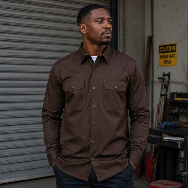 Alternative view of Dickies 847 Men’s Cotton Shirt – Chocolate