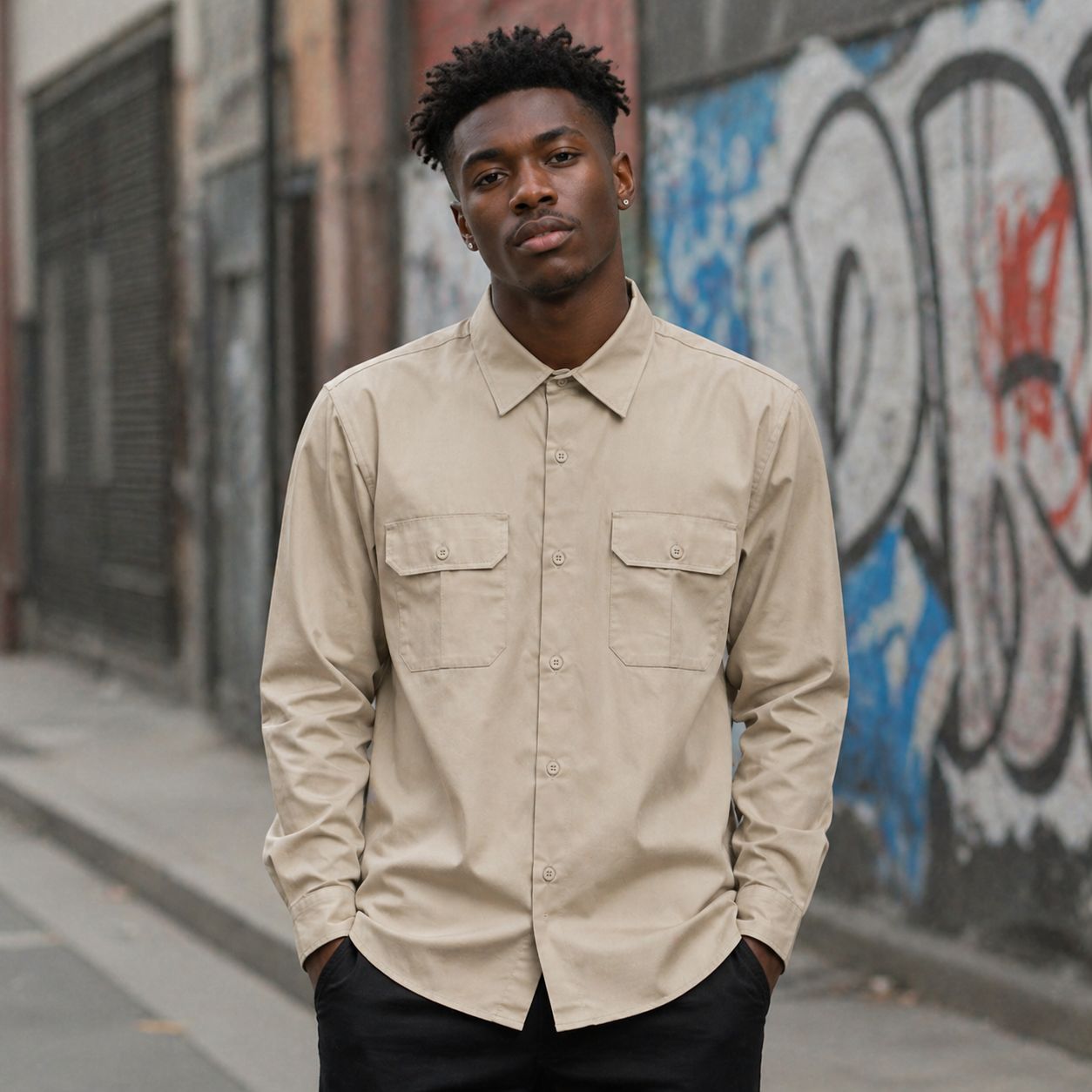 Dickies 847 Men’s Cotton Shirt – Khaki - Image 2