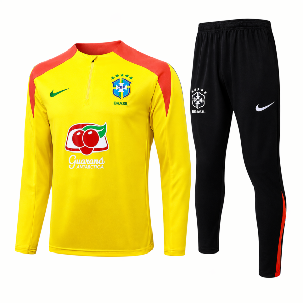 Brazil 2025/26 Yellow Half-Zip Tracksuit Set (PRE-ORDER – Limited Drop)