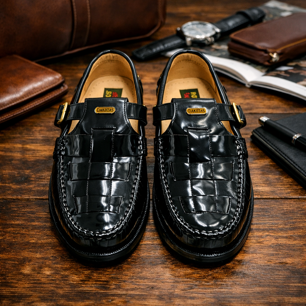 Dakotas Oliver Hi-Shine Moc – Genuine Leather Moccasin Shoe (Black) - Image 4