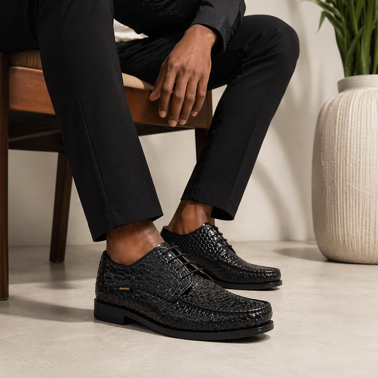 Dakotas Luther Hi-Shine Weave Moc – Black Leather Dress Shoe (Men’s Formal & Smart Casual) - Image 3