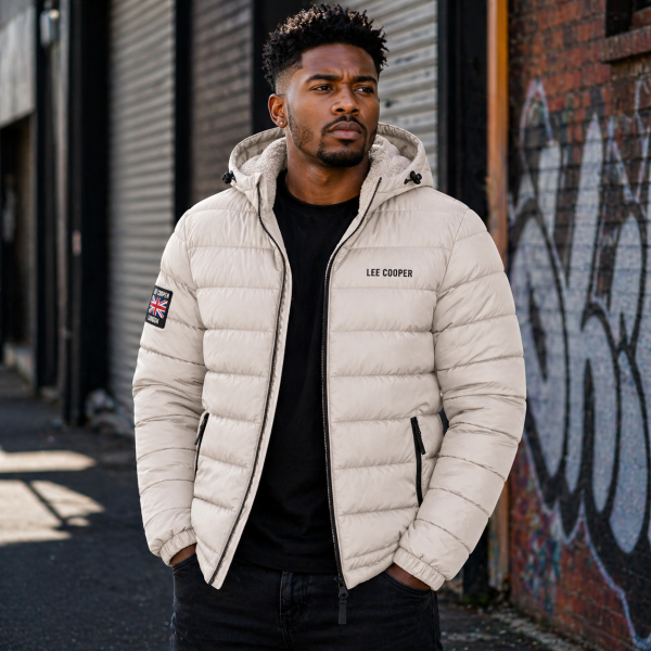 Alternative view of Lee Cooper Men’s Stone Puffer Jacket – Hooded Winter Essential