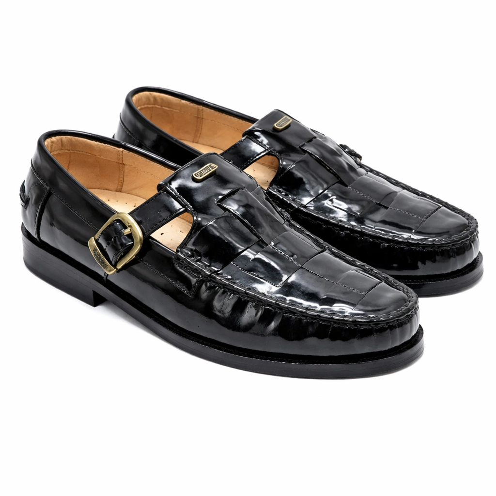Dakotas Oliver Hi-Shine Moc – Genuine Leather Moccasin Shoe (Black)
