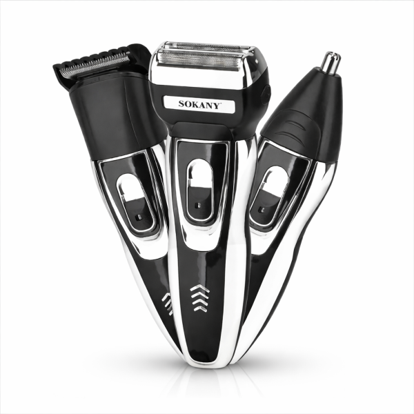 Sokany Professional 3-in-1 Men's Grooming Kit – Beard Trimmer, Hair Clipper & Nose Trimmer (Rechargeable)