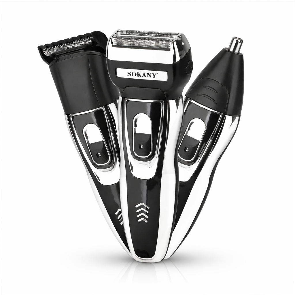 Sokany Professional 3-in-1 Men's Grooming Kit – Beard Trimmer, Hair Clipper & Nose Trimmer (Rechargeable)