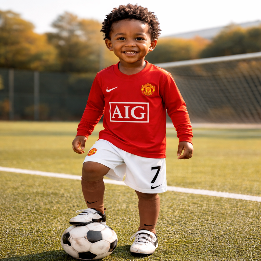 Manchester United Kids 2007/08 Home Long Sleeve Jersey – Red (Kids) | Monthly Pre-Order - Image 3
