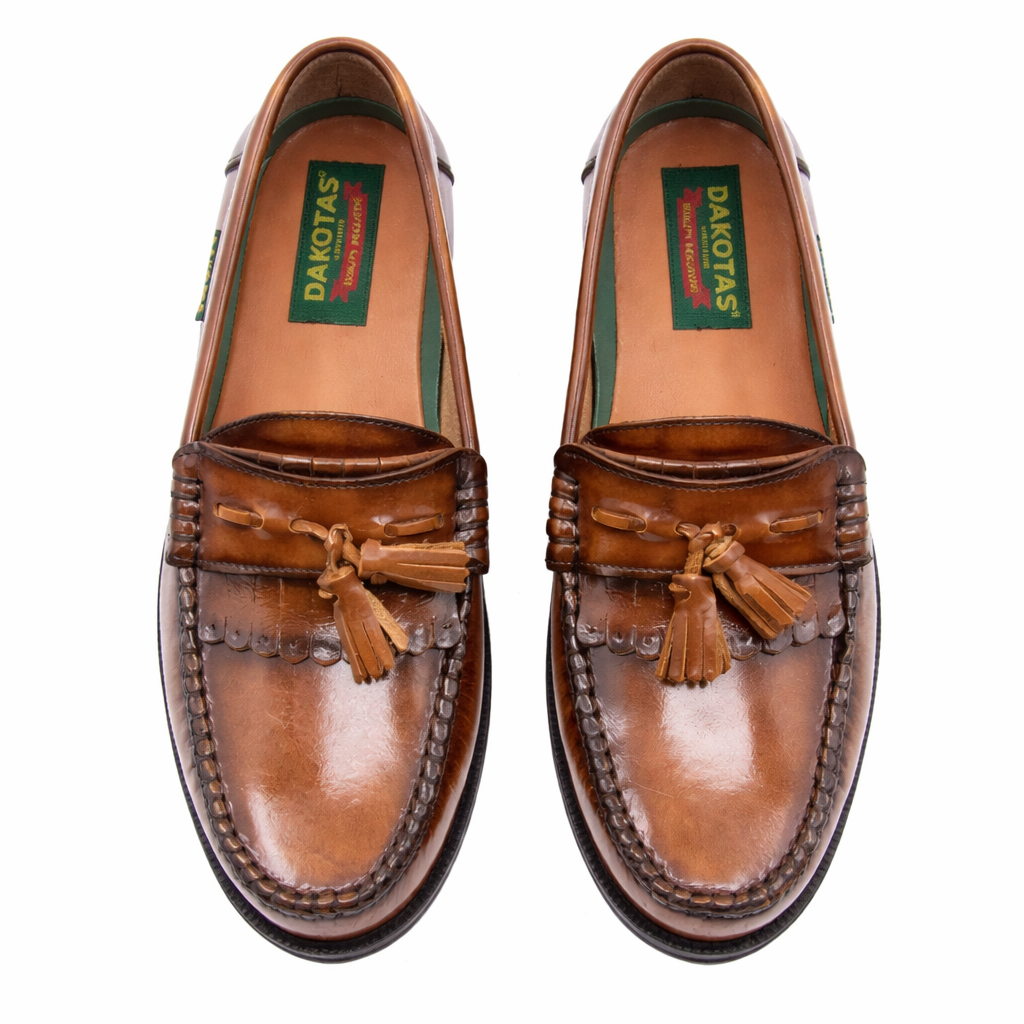 Dakotas Kelvin Hi-Shine Moc Tassel Loafers – Tan Genuine Leather - Image 2
