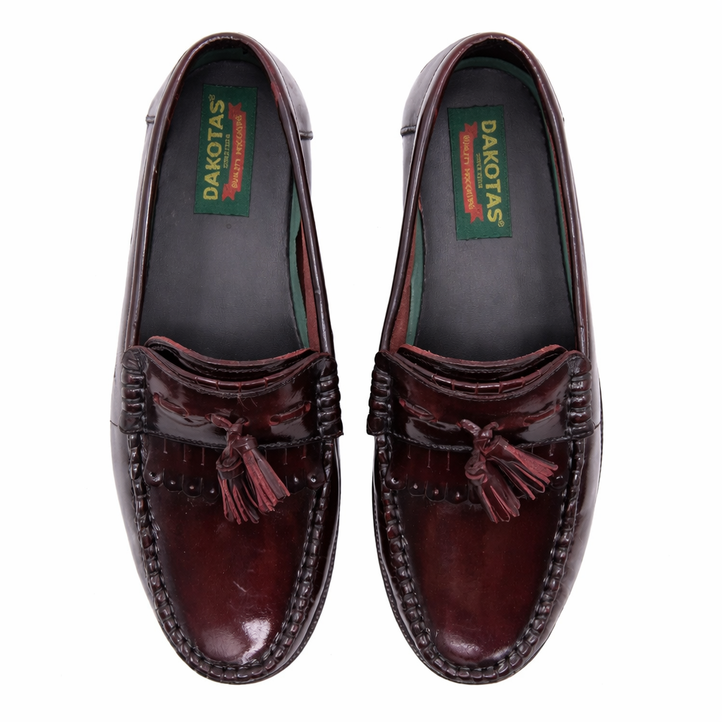 Dakotas Kelvin Hi-Shine Moc – Burgundy Genuine Leather Tassel Loafer - Image 2