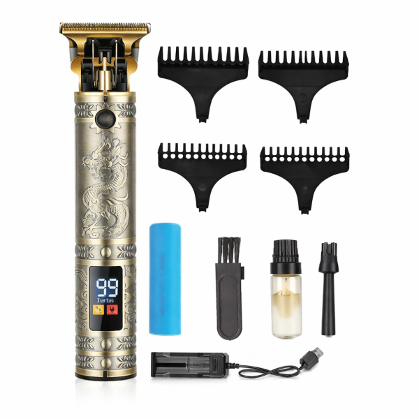 Sokany Professional Cordless Hair Trimmer Rechargeable – Gold Dragon Barber Clipper with LED Display