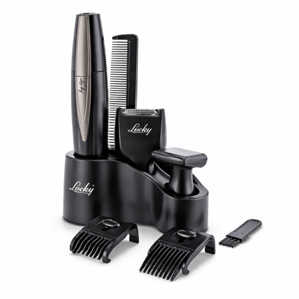 Lucky 3-in-1 Nose, Ear & Beard Trimmer Set – Men’s Grooming Kit with Shaver Attachment