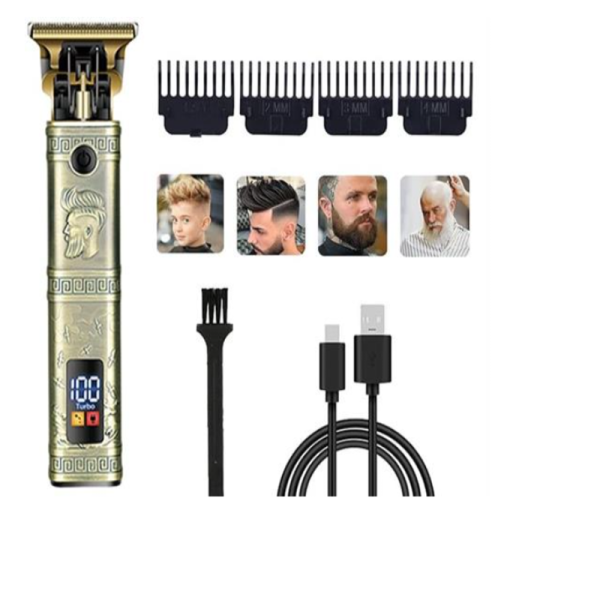Sokany Professional Cordless Square Design Hair Trimmer – Gold Dragon LED Barber Clipper