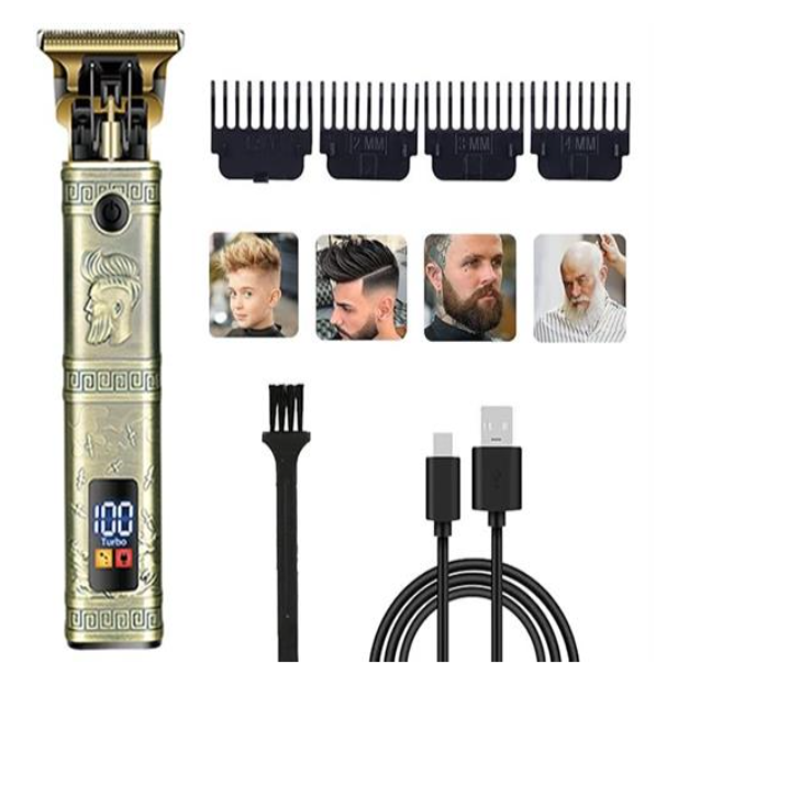 Sokany Professional Cordless Square Design Hair Trimmer – Gold Dragon LED Barber Clipper