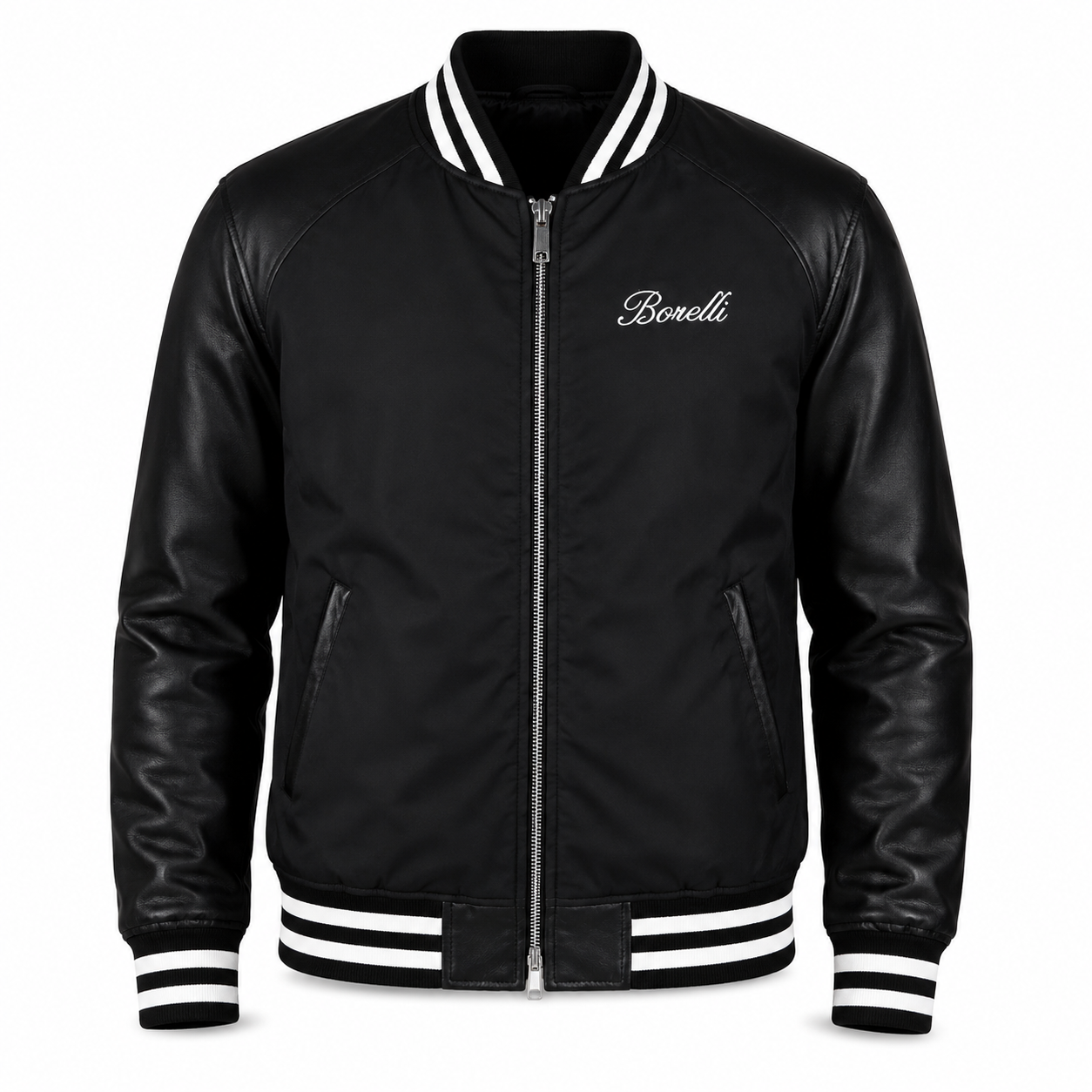 Borelli Torinio Black Bomber Jacket – Premium Italia Crest | Slim Fit Streetwear