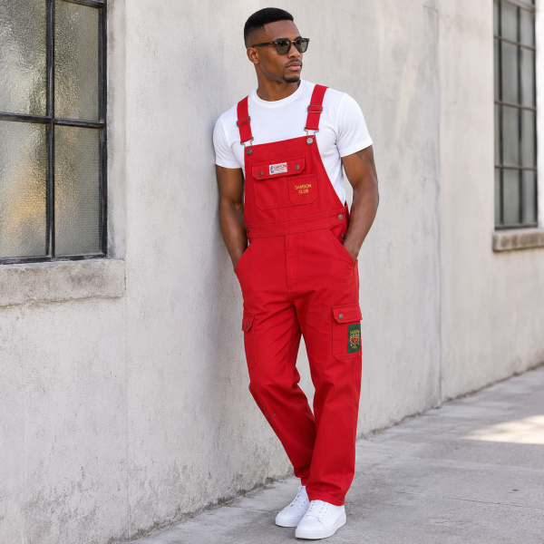 Samson M Club Dungaree – Red Denim Overall