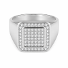 Borelli Silver Stainless Steel CZ Stone Square Signet Ring