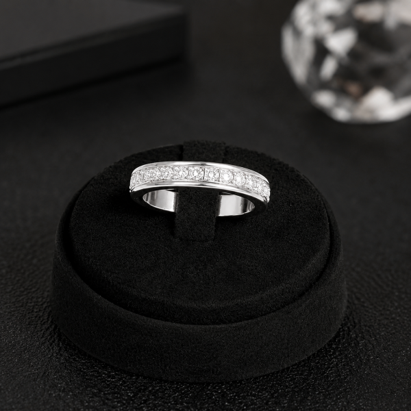Alternative view of Borelli Silver Stainless Steel CZ Stone Channel Set Ring