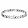 Borelli Silver Stainless Steel Stone Detail Bracelet