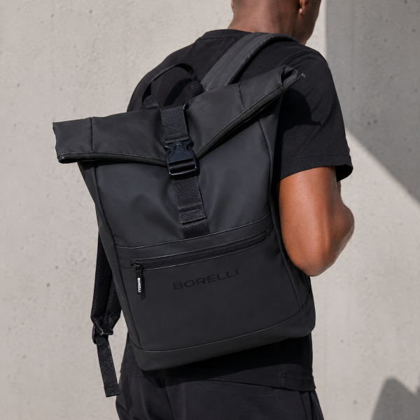 Alternative view of The Dino Foldover Backpack – Black | Premium Everyday Travel & Work Backpack
