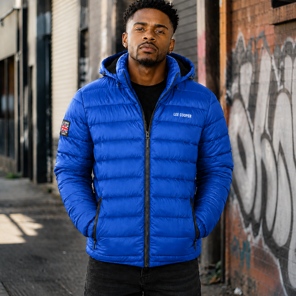 Lee Cooper Men’s Blue Puffer Jacket – Hooded Winter Essential - Image 2