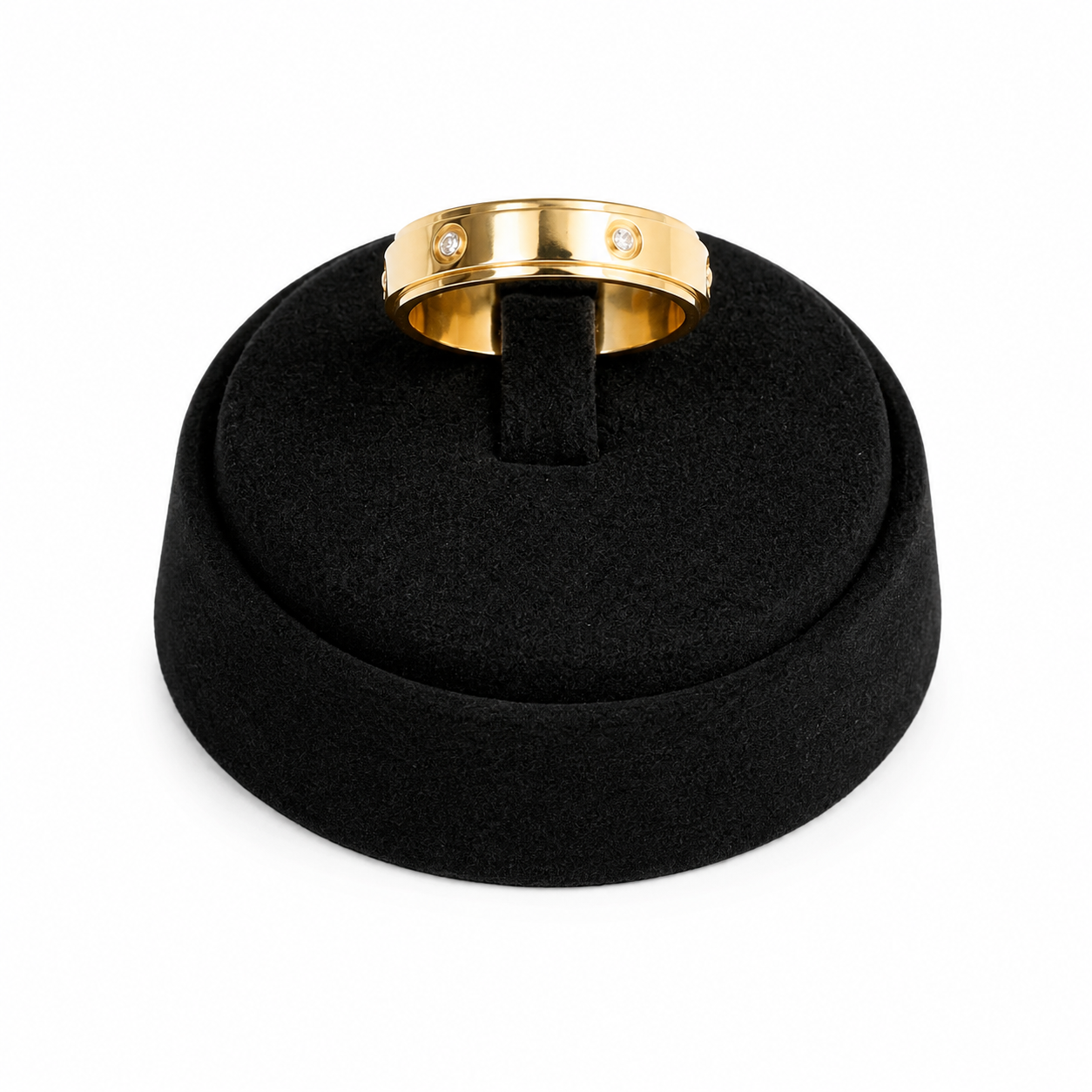 Borelli 18K Gold-Plated CZ Stone Screw Detail Ring