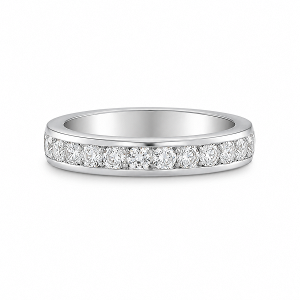 Borelli Silver Stainless Steel CZ Stone Channel Set Ring