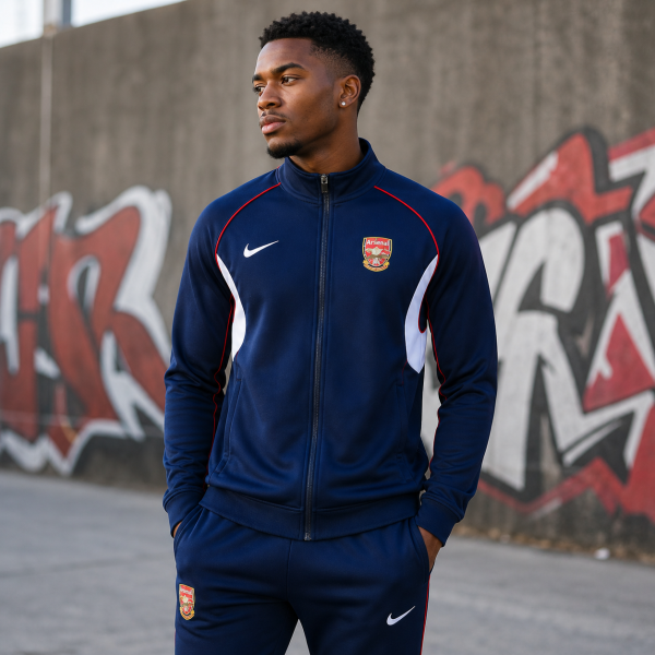Alternative view of Arsenal 2000s Retro Navy Full-Zip Tracksuit Set – Pre-Order