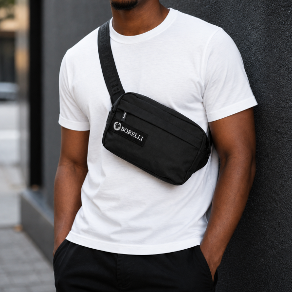 The Tiberio Coated Nylon Cross-body Bag – Black