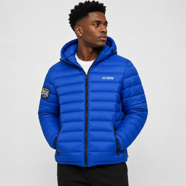 Alternative view of Lee Cooper Men’s Blue Puffer Jacket – Hooded Winter Essential