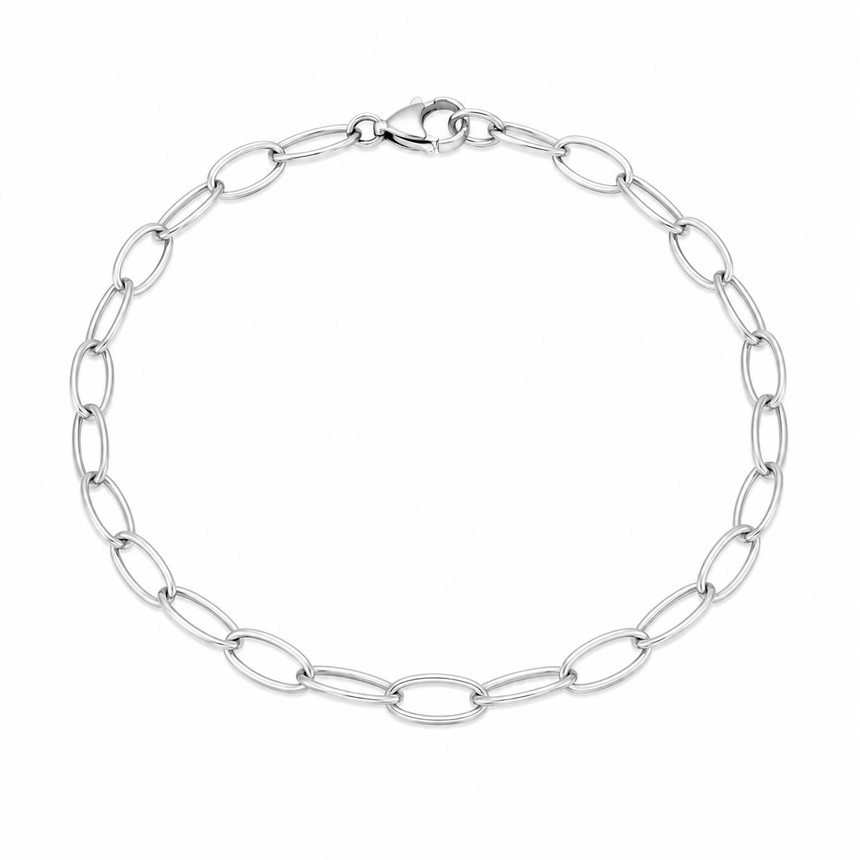 Borelli Silver Stainless Steel Paper Clip Bracelet