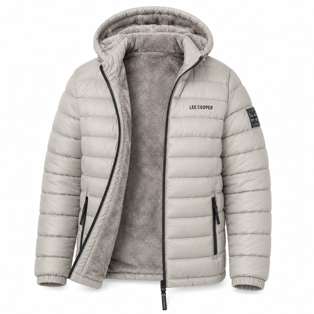 Lee Cooper Men’s Grey Puffer Jacket – Hooded Winter Essential