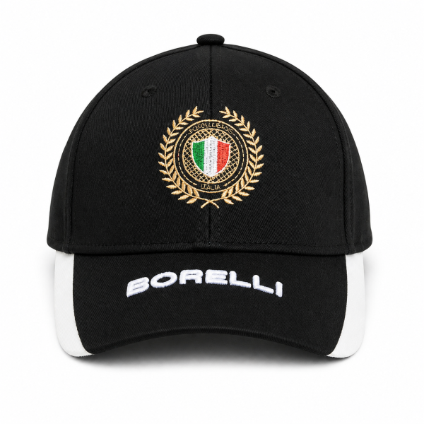 Alternative view of The Umberto Black Cotton Peak Cap – Black