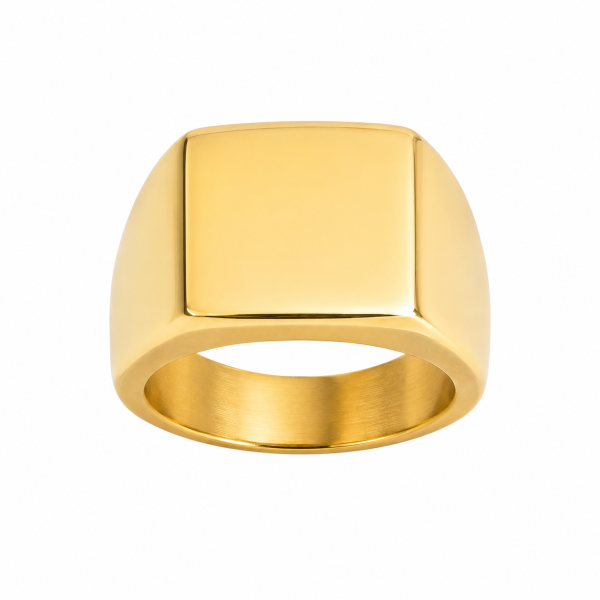 Borelli 18K Gold-Plated Stainless Steel Polished Signet Ring