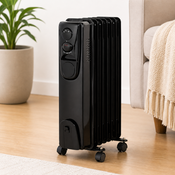 Alternative view of Alva AOH201-7 7 Fin 1500W Oil Heater – Glossy Black