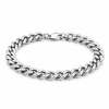 Borelli Silver Stainless Steel Cuban Link Bracelet