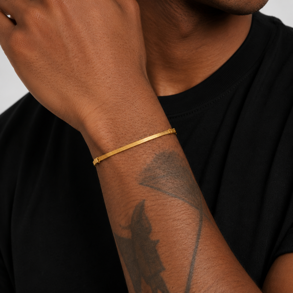 Alternative view of Borelli 18K Gold-Plated 3mm Snake Bracelet