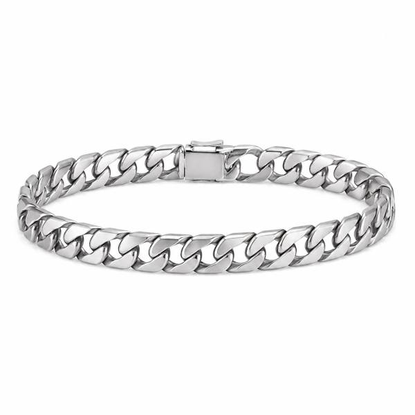 Borelli Silver Stainless Steel Snake Cuban Bracelet