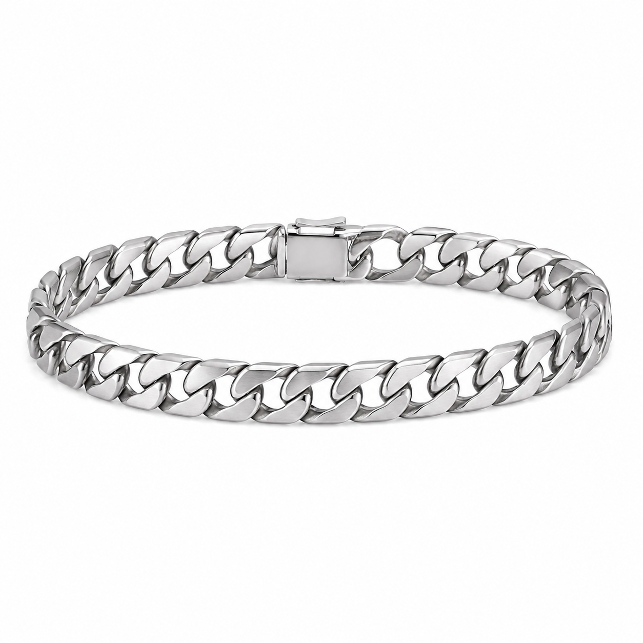 Borelli Silver Stainless Steel Snake Cuban Bracelet